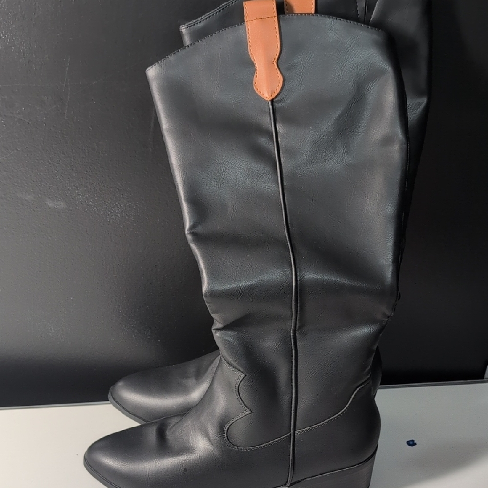 The Pioneer Woman Black and Tan Over the Knee Boots